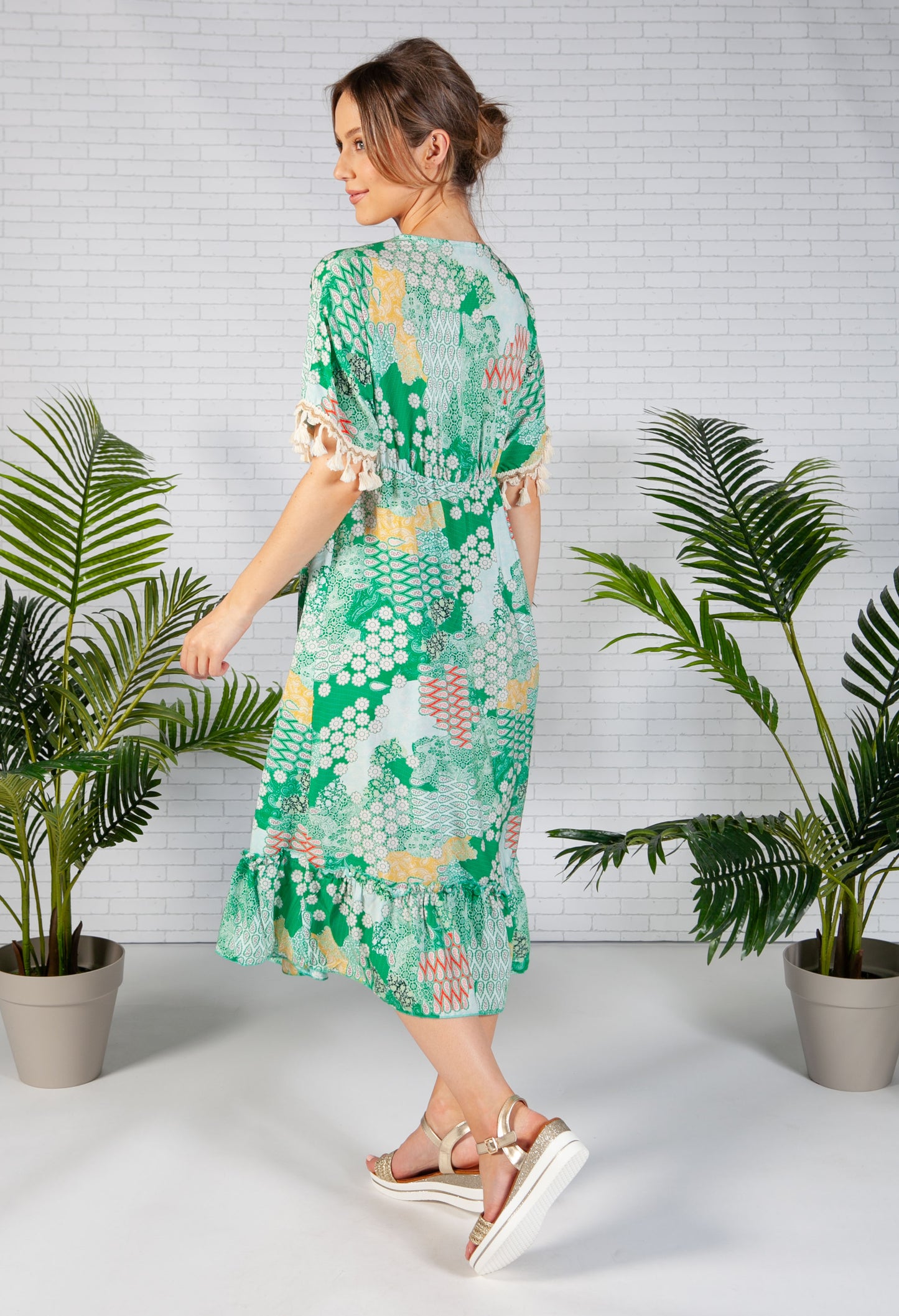 Green Paisley Print Dress-1