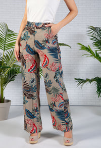 Deep Beige Palm Print Trousers