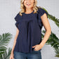 Lace Trim textured top in Navy