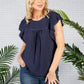 Lace Trim textured top in Navy