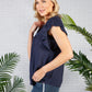 Lace Trim textured top in Navy