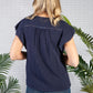 Lace Trim textured top in Navy