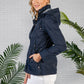 Navy Drawstring Waist Rain Jacket