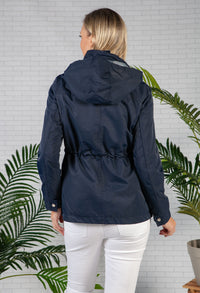 Navy Drawstring Waist Rain Jacket