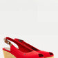 PRIMARY RED Iconic Open Toe Sling Back Wedge Heel