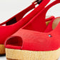 PRIMARY RED Iconic Open Toe Sling Back Wedge Heel