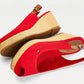 PRIMARY RED Iconic Open Toe Sling Back Wedge Heel