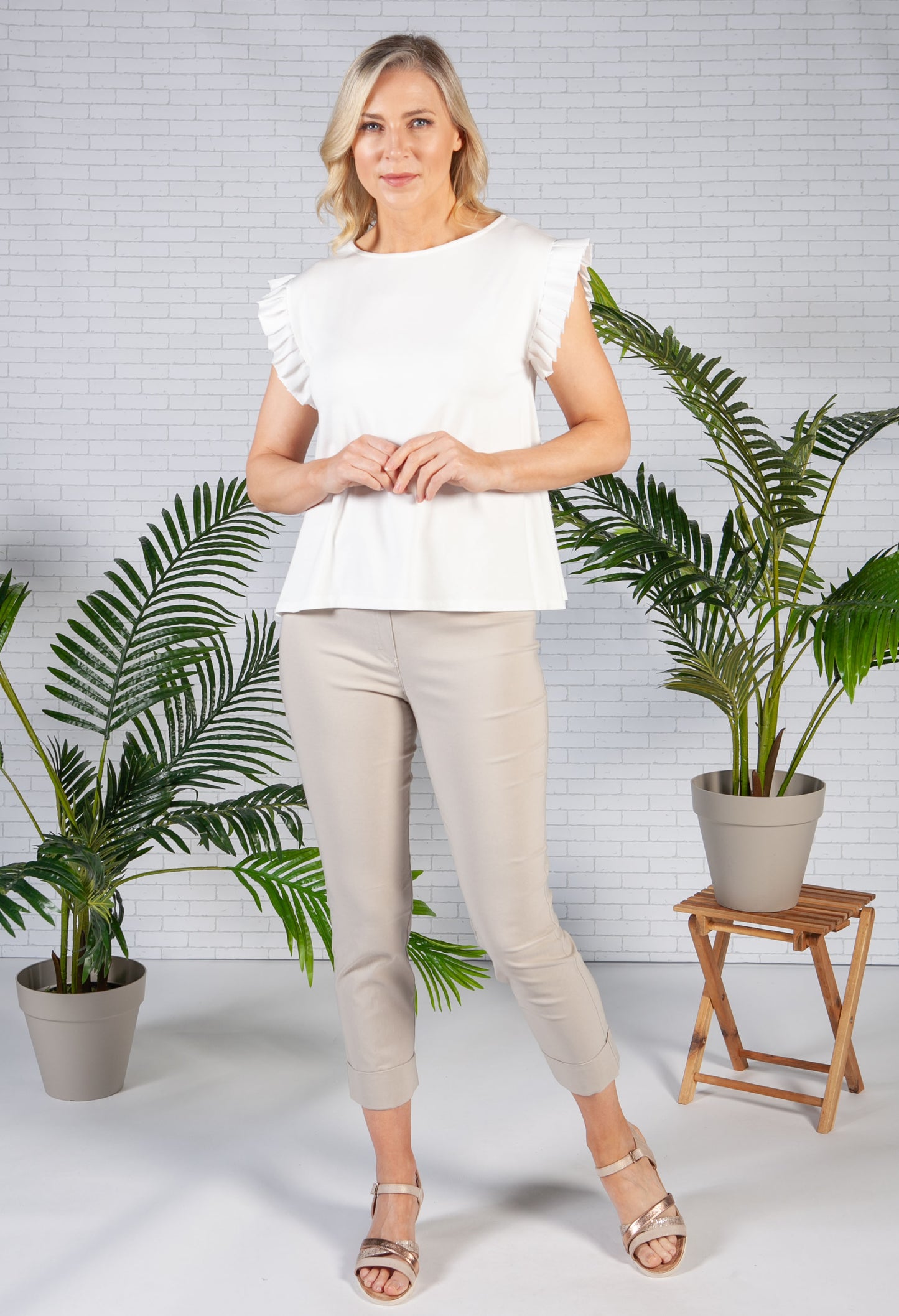 Cream Frill Sleeve Top