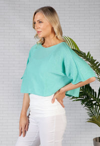 MINT LIGHTWEIGHT CROPPED KNIT PULLOVER