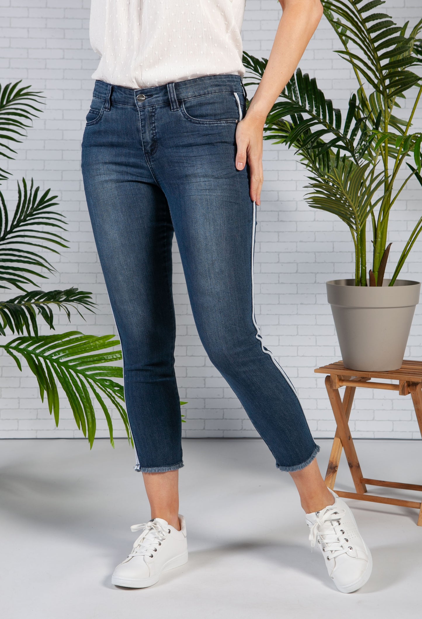 Denim Jeans with Glittered Side Stripe