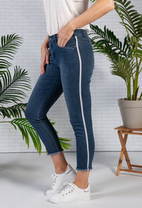 Denim Jeans with Glittered Side Stripe