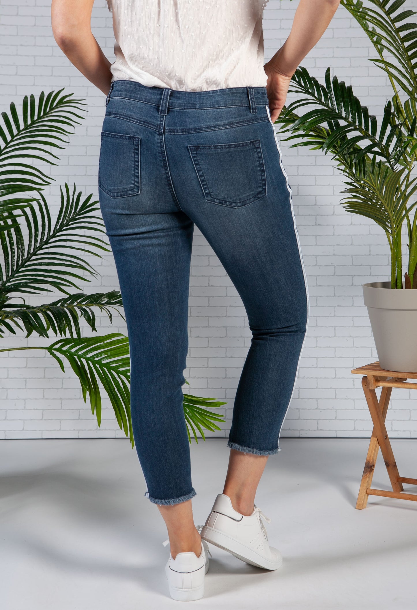 Denim Jeans with Glittered Side Stripe