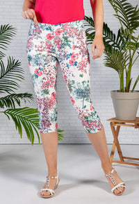 Cream Blossom Print capri's