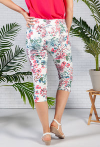 Cream Blossom Print capri's