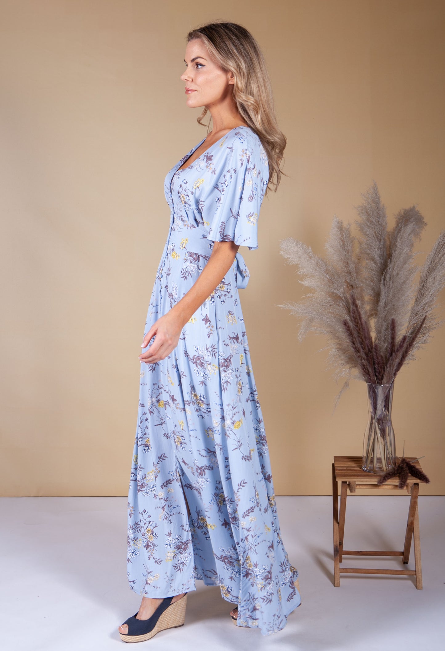 Wild Flower Print Dress in Blue