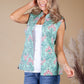 Blue and Turquoise Vintage Print Reversible Gilet