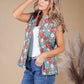 Blue and Turquoise Vintage Print Reversible Gilet