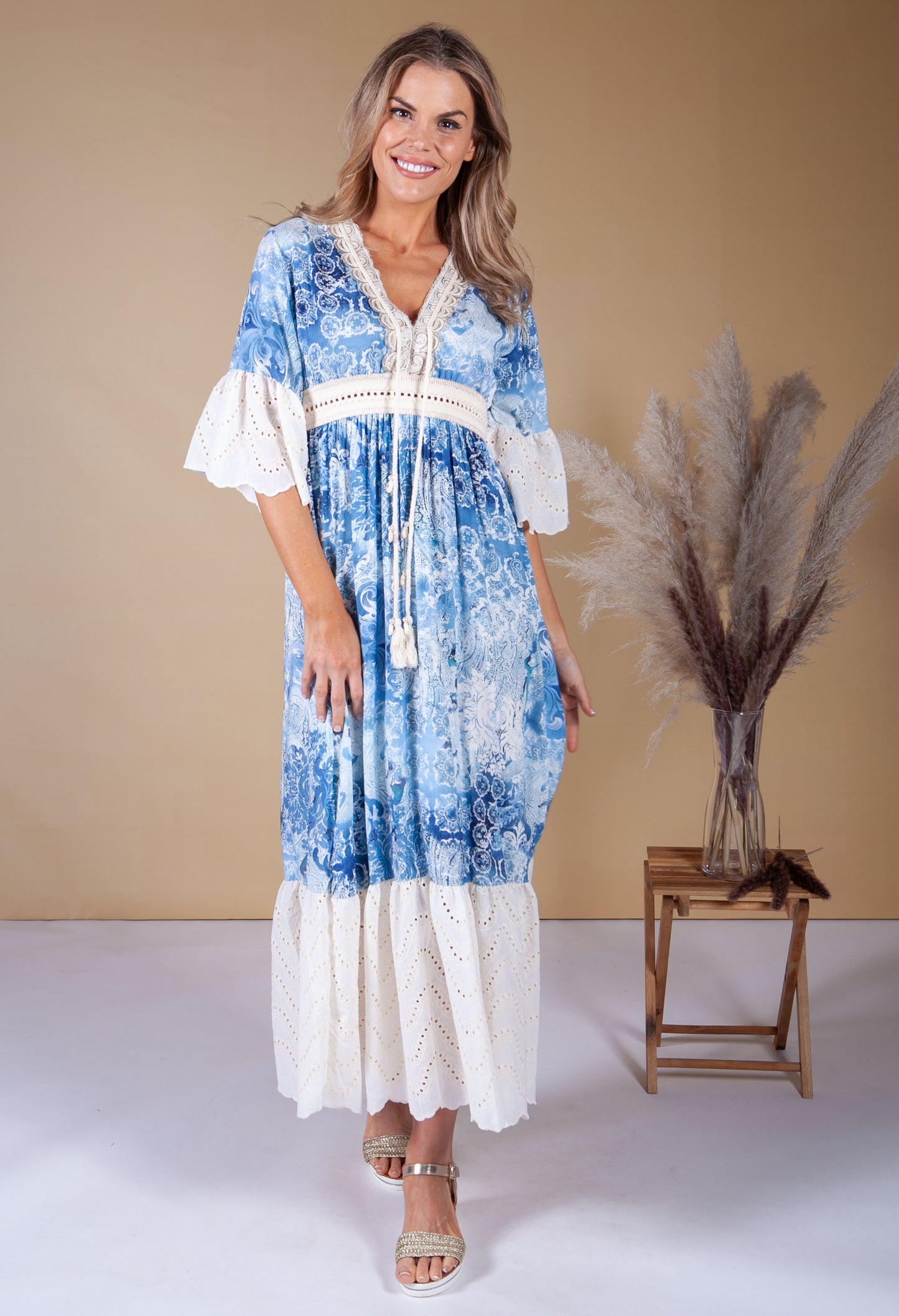 Sky Blue Paisley boho dress