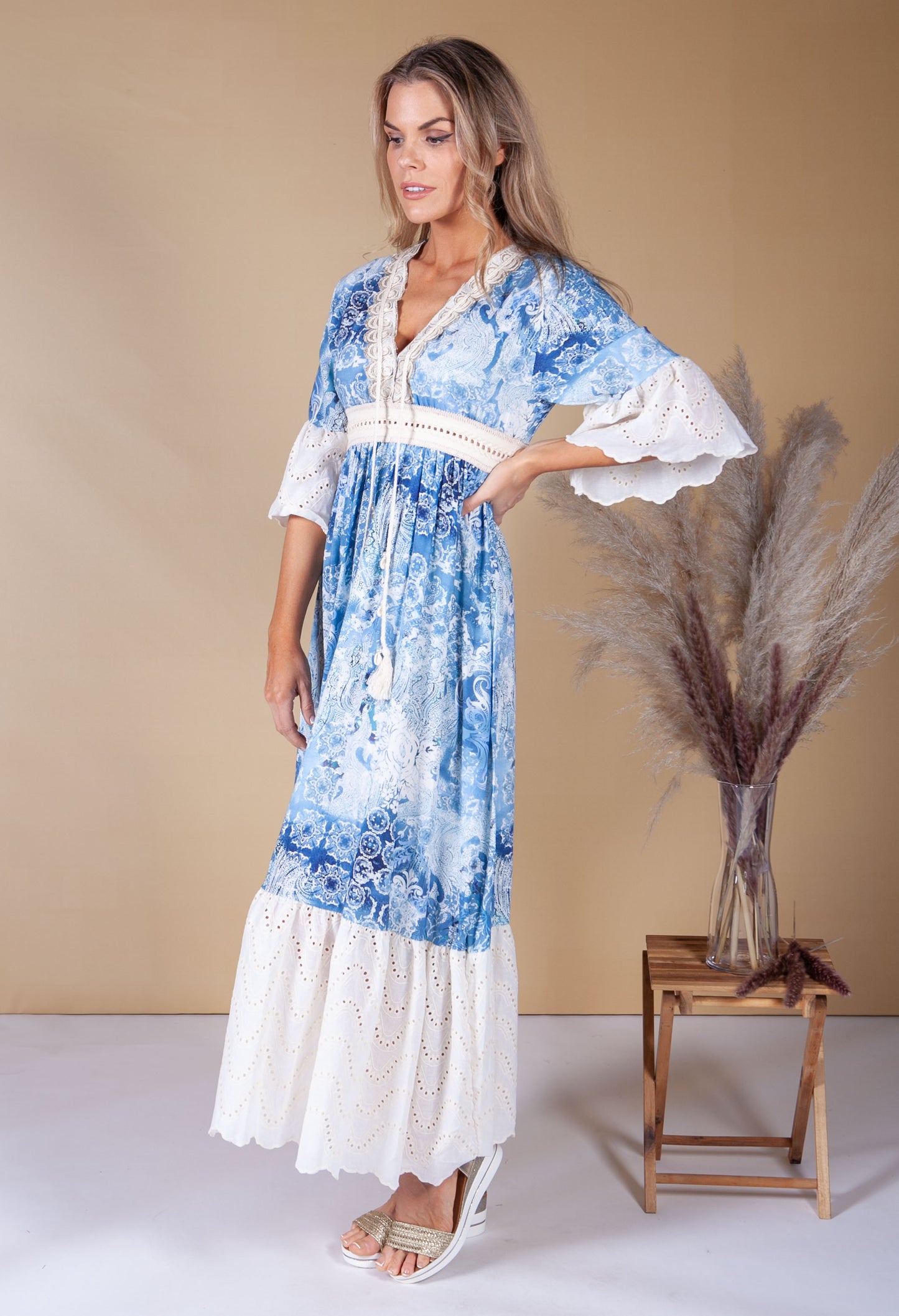 Sky Blue Paisley boho dress