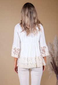 Sand Lace Panel Blouse