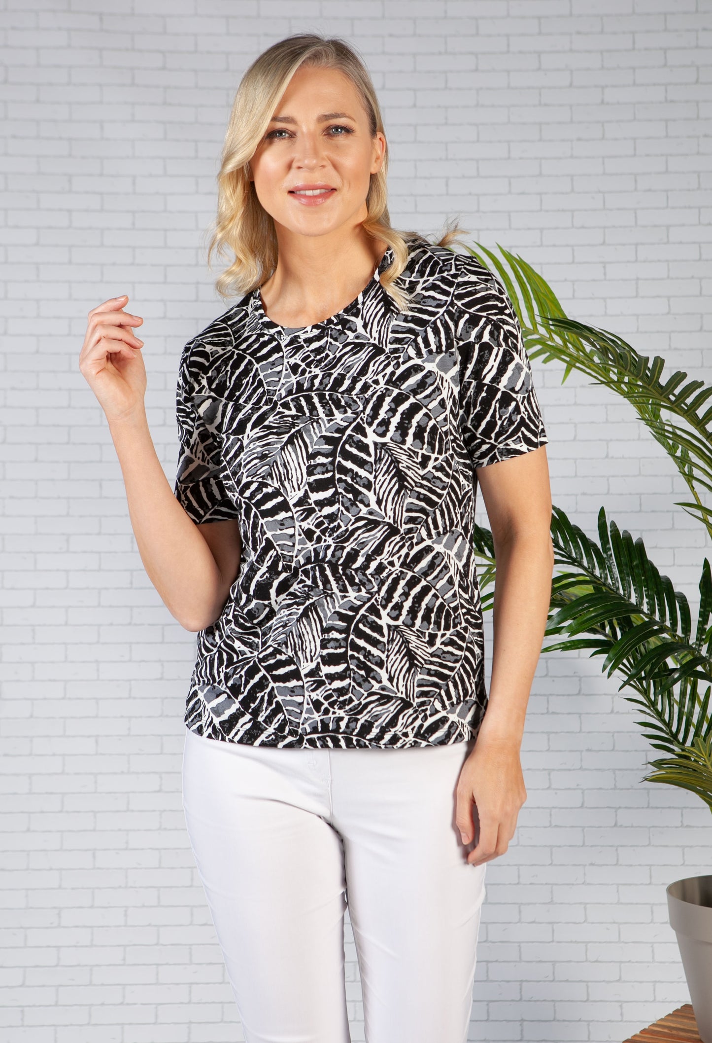 Wild Leaf Print Top