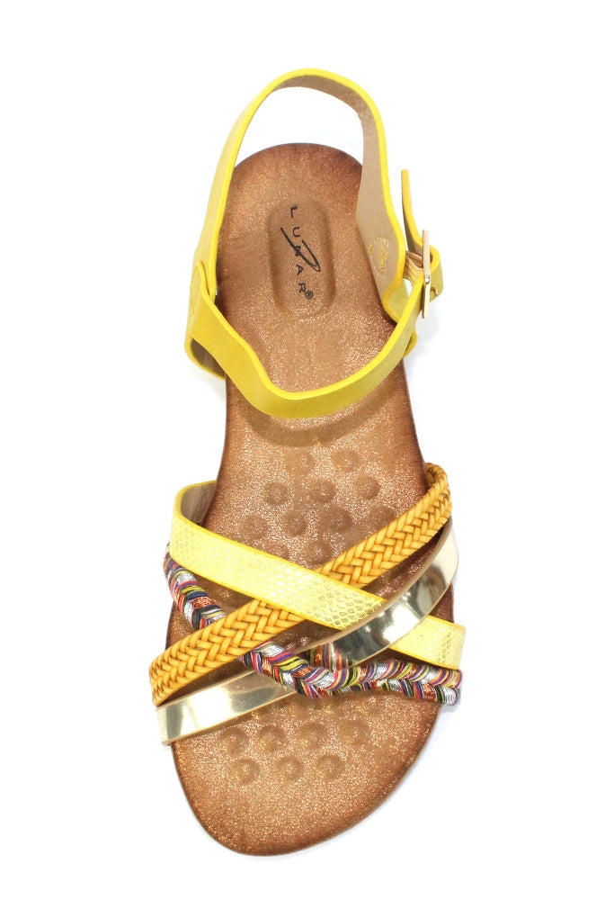 Louisa Multi Cross Strap Sandal in Yellow