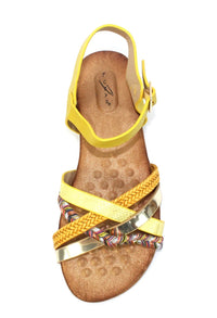 Louisa Multi Cross Strap Sandal in Yellow