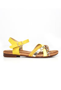 Louisa Multi Cross Strap Sandal in Yellow