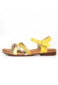 Louisa Multi Cross Strap Sandal in Yellow