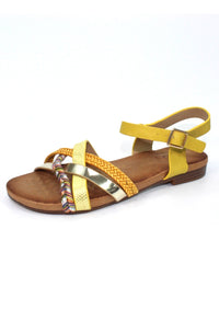 Louisa Multi Cross Strap Sandal in Yellow