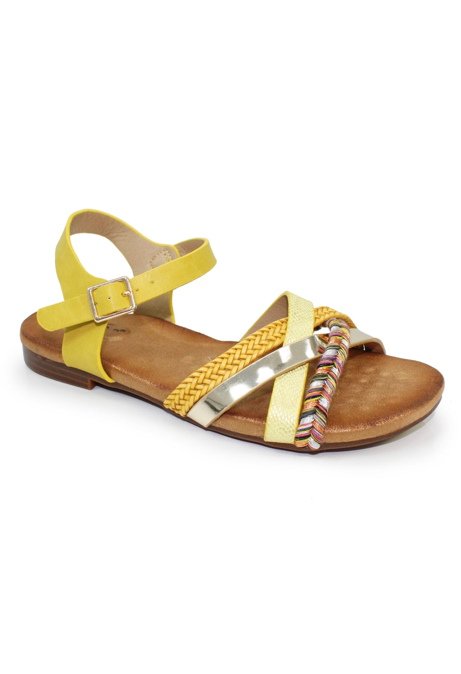 Louisa Multi Cross Strap Sandal in Yellow