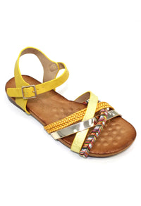 Louisa Multi Cross Strap Sandal in Yellow