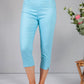 Turquoise Cropped Pull Up Jeans