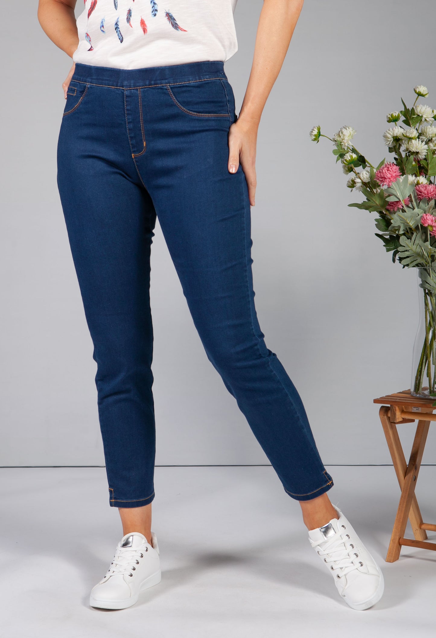 Deep Denim Pull Up Jeans