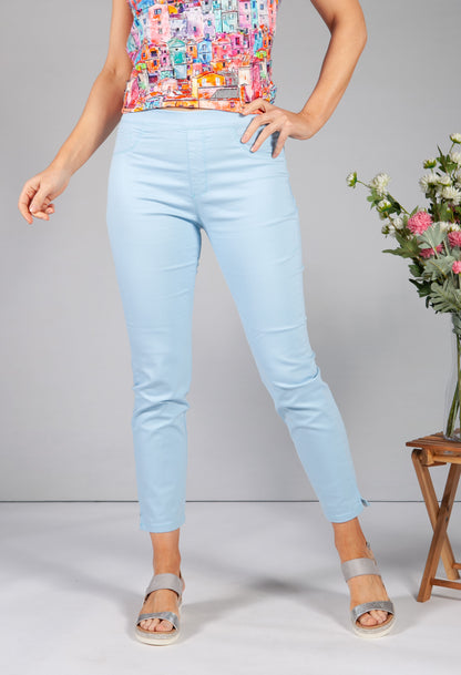 Sky Blue Cropped Pull Up Jeans