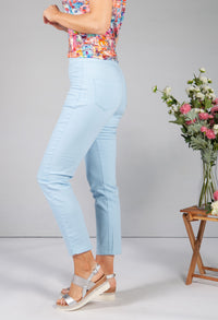 Sky Blue Cropped Pull Up Jeans