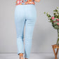 Sky Blue Cropped Pull Up Jeans