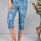 Blue Floral Print Pull Up Capris