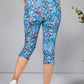 Blue Floral Print Pull Up Capris