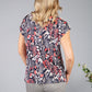 Lace Sleeve Floral Top in Navy