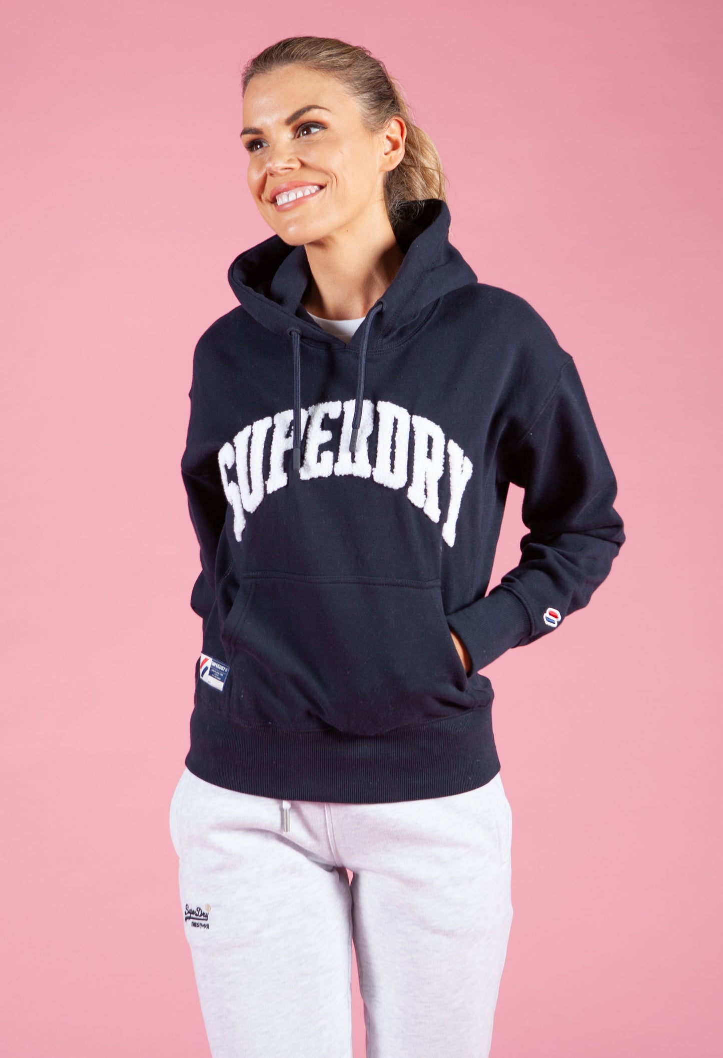 Varsity Arch Mono Hoodie in Navy