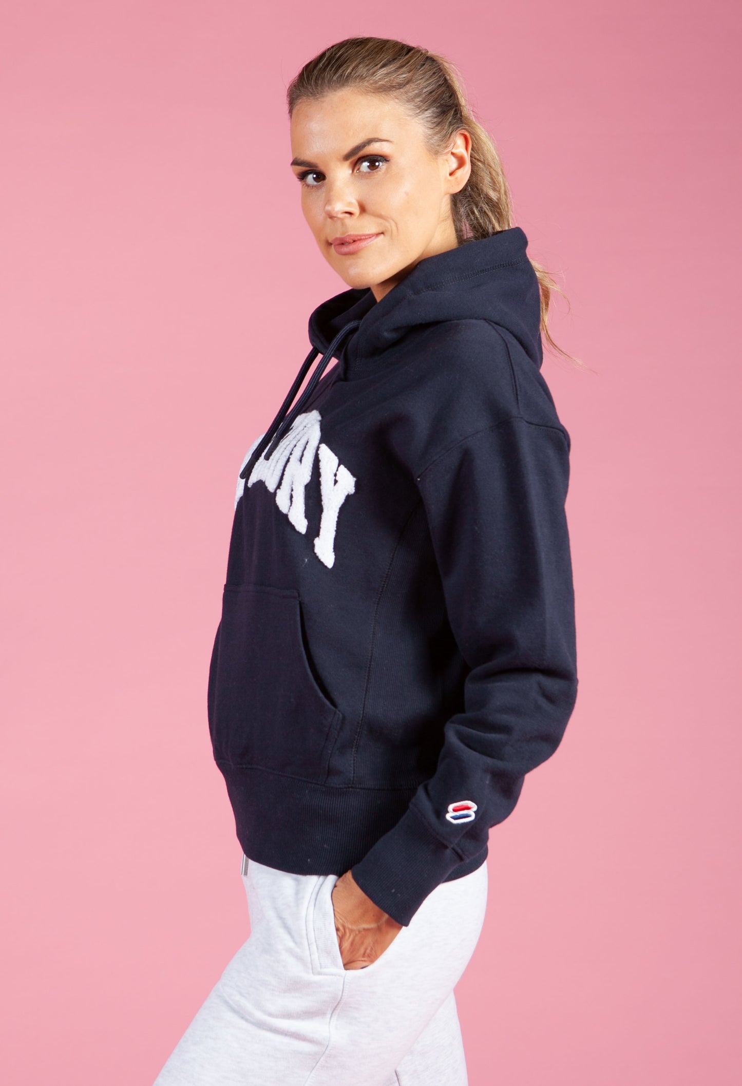 Varsity Arch Mono Hoodie in Navy