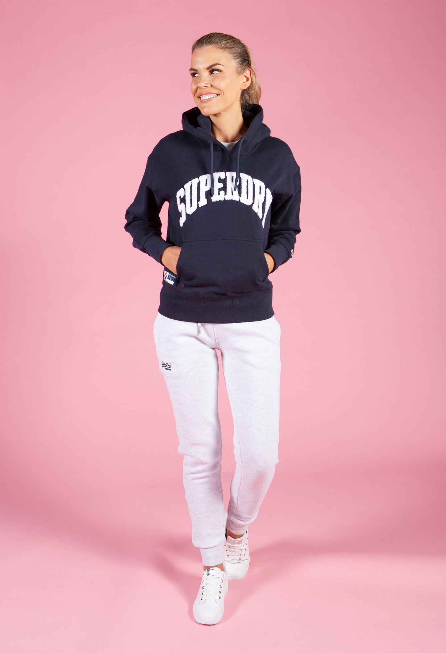 Varsity Arch Mono Hoodie in Navy