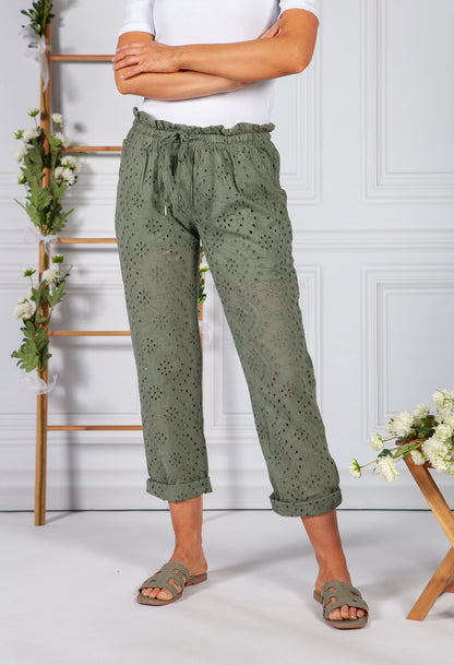 Embroidered Khaki Pant