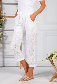 White Embroidered Pant