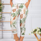 Green Palm Print Cropped Trouser