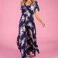 Rose Printed Dress in Navy