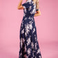 Rose Printed Dress in Navy