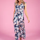 Navy Dress with Floral Print