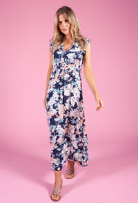 Navy Dress with Floral Print